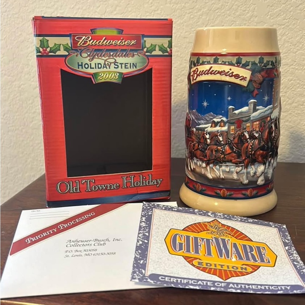 2003 Budweiser Clydesdales “Old Towne Holiday” Stein by Ceramarte